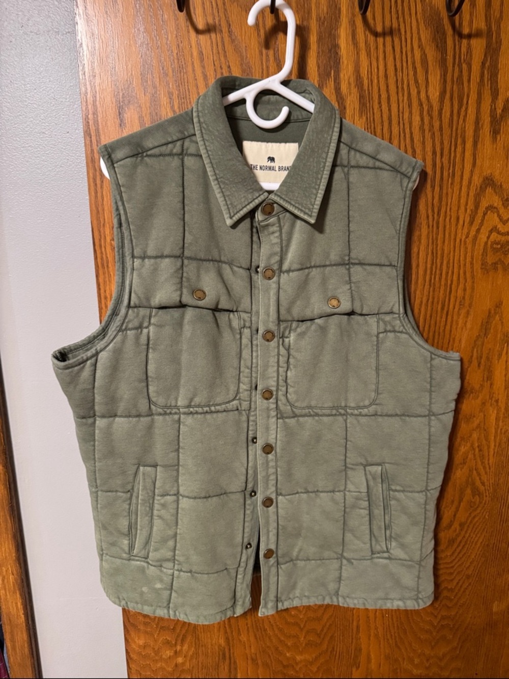 The Normal Brand Men's Quilted Sage Green Button-Front Vest